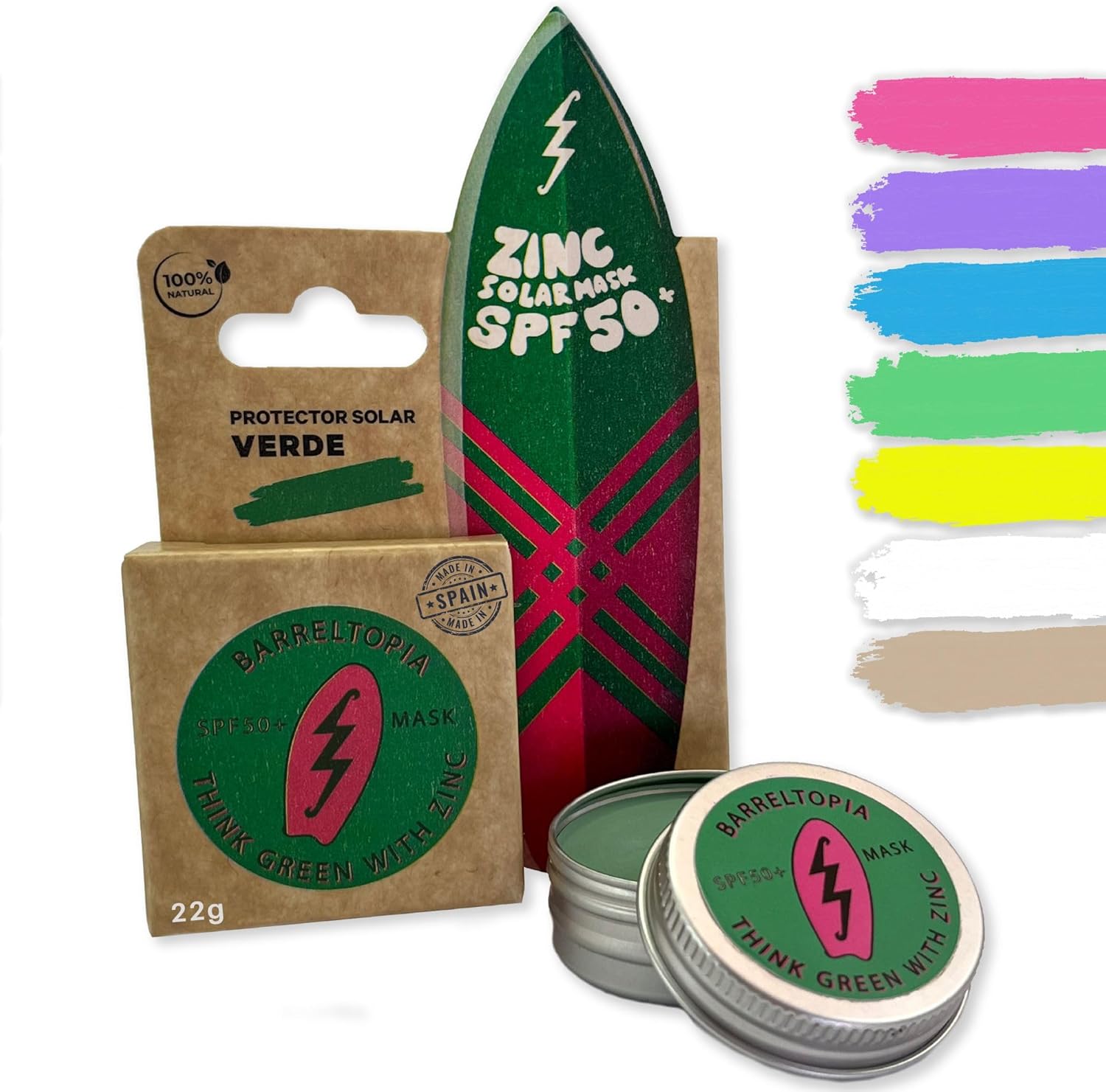 Surf Sun Stick – Sunblocker SPF 50 + zonnecrème – Premium Zinc Oxide Sunscreen Blocker zonnecrème – Suncream stick – Zinc stick Soul Surfer – Sunblocker gezicht en lippen (groen)