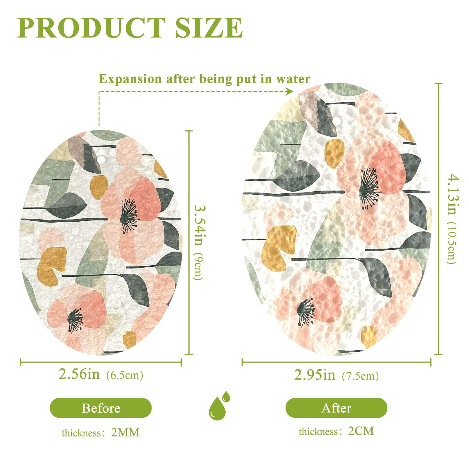 BOESI Graffiti Abstract Flower Wood Pulp Sponge Kitchen Scrubbing Sponge Absorbent, Strong Adsorption for Kitchen Cleaning 3 pcs.