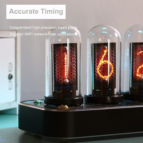 Miniatura 6 de Reloj Nixie, tubo de imitación brillo IPS base de aleación de aluminio, soporte de carga de imágenes personalizadas, interruptor de 12/24 horas, 40