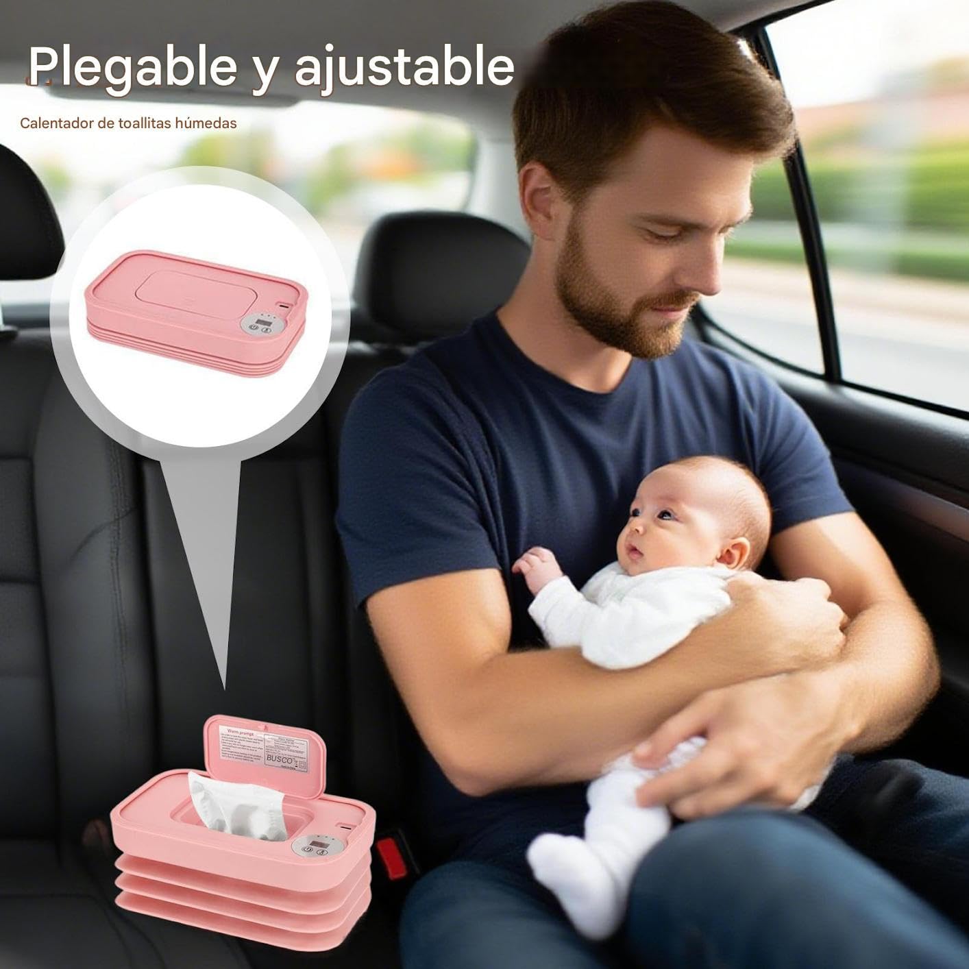 Calentador De Toallitas Húmedas Para Bebé - Calentador Y Dispensador Plegable De Toallitas | Accesorio De Cálido Rápido Para Viajes Trayectos En Coche Y Acampada