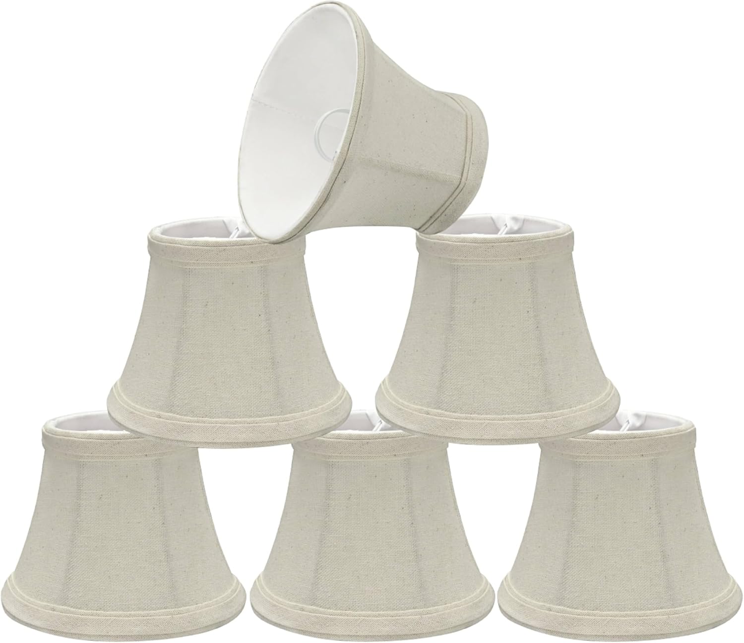 Aspen Creative 30004-6A, Bell Clip-On Chandelier Lamp Shade, Off-White, 3" Top x 5" Bottom x 4" Slant Height, Set of 6