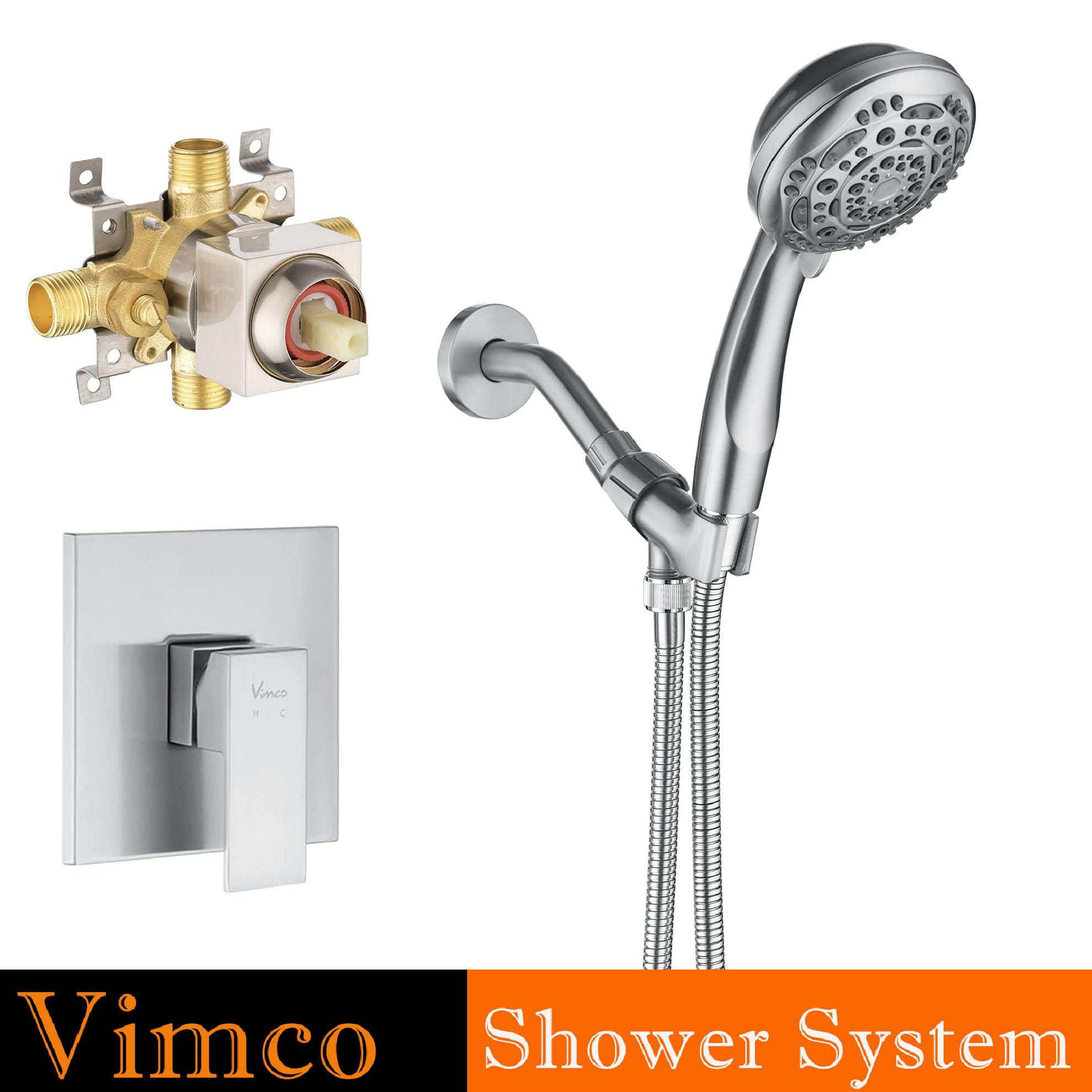 Shower System, Showerheads with Handheld Spray Combo Luxury Rain Mixer Shower Kit, Wall Mounted Shower Fixtures for Bathroom (Valve Body and Trim Included)