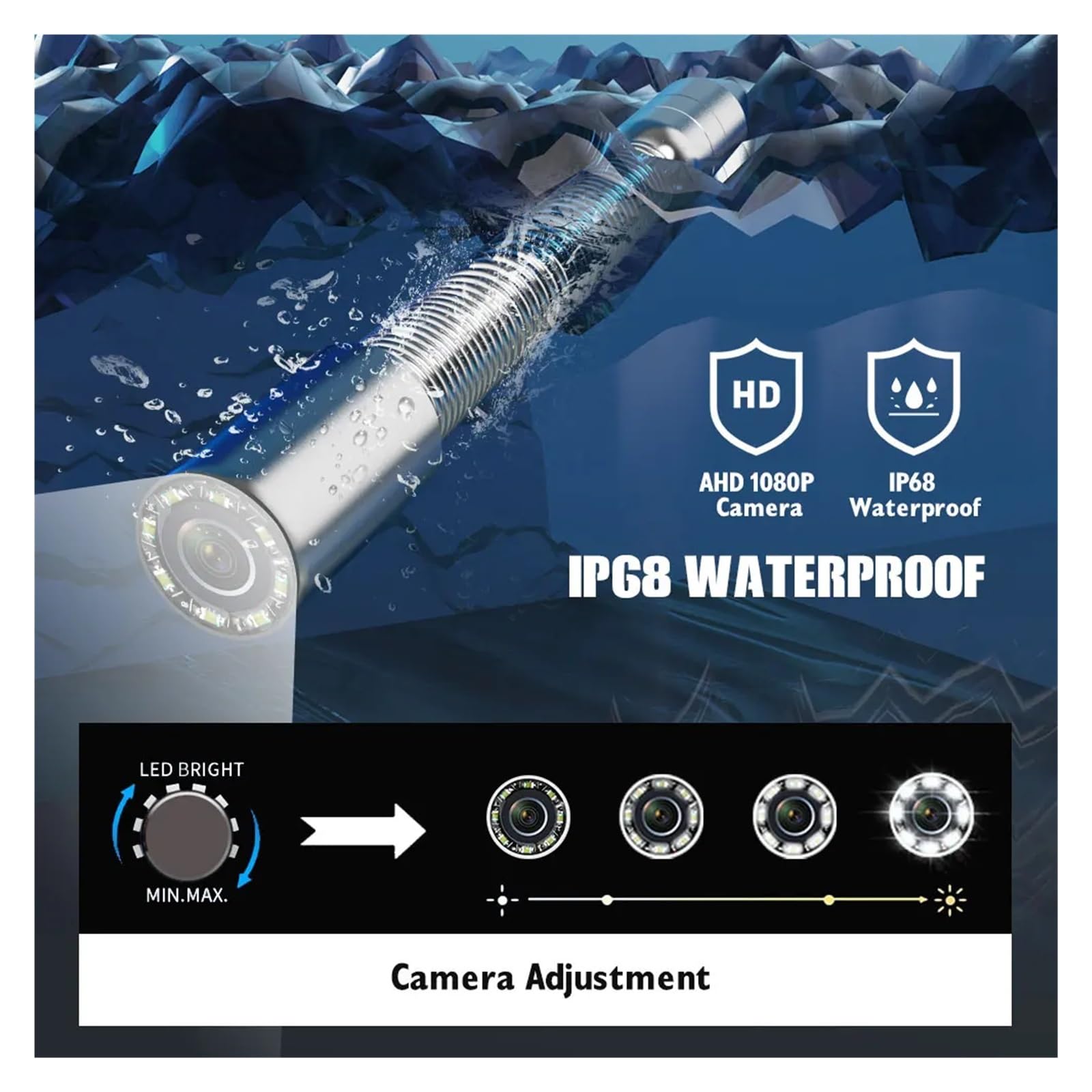 17/22MM Sewer Pipe Inspection Camera With 16GB TF Card IP68 Waterproof 10" DVR AHD 1080P Drain Industrial Endoscope(10m,17MM Camera)