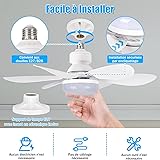 BuzzoXerex Ceiling Fan with Light and Remote Control, 40 W, Dimmable LED Ceiling Fan with E27 Socket, Chandelier, Ceiling Fan for Bedroom, Living Room, 6 Blades, 3 Speeds - 5