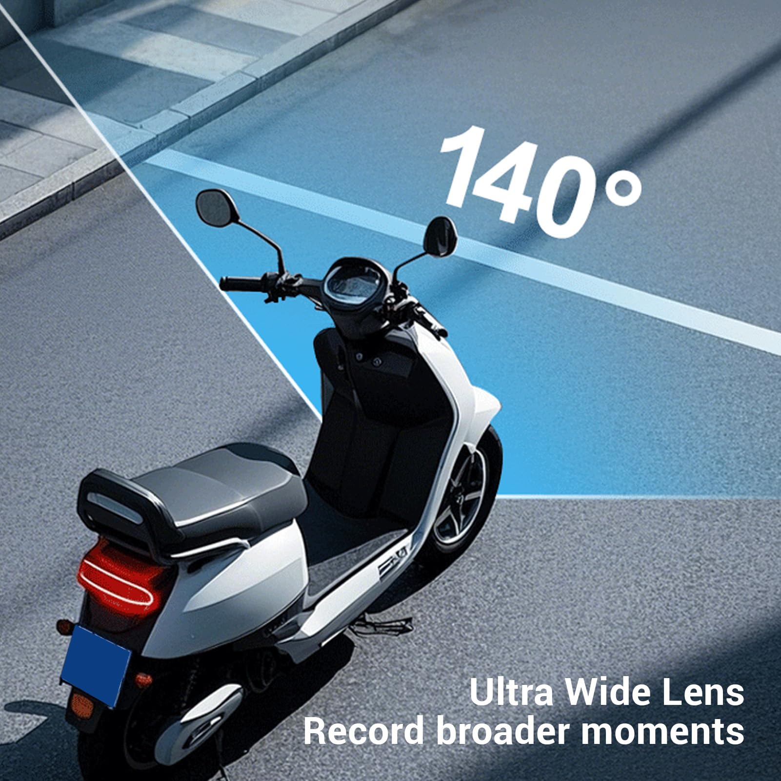 Gugxiom Kamera 4K w Lusterku Wstecznym do Motocykla, Ultraszerokokątna Kamera na Lusterko 140°, Kamera na deskę rozdzielczą do Jazdy na Rowerze, Kamera na deskę rozdzielczą do Jazdy na