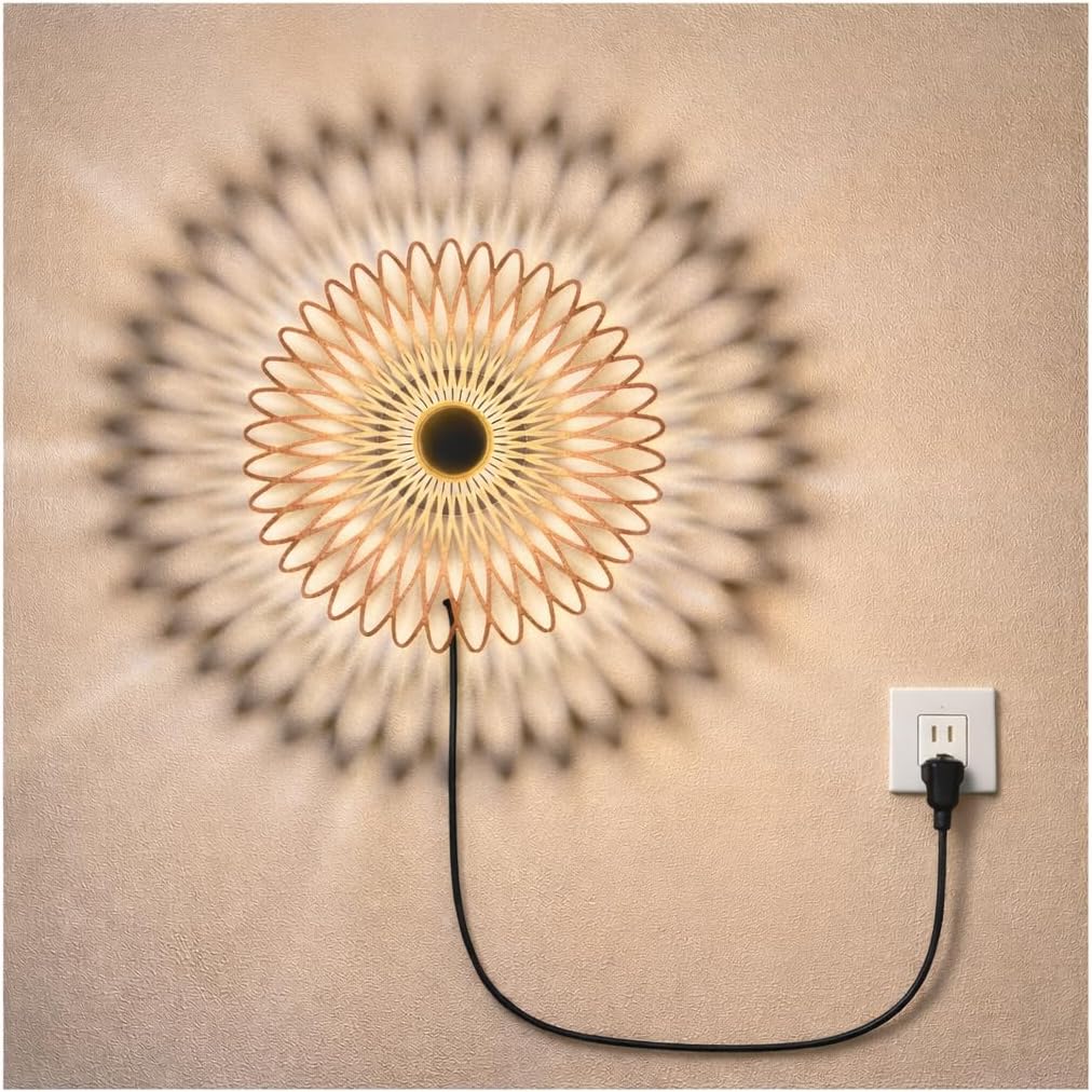 EIGEN Wall Sconce for Boho Wall Decor - Wall Lights for Bedroom and Living Room, Wall Decor for Bedroom & Living Room, Wooden Wall Lamp with E26 Bulb (Hardwired)