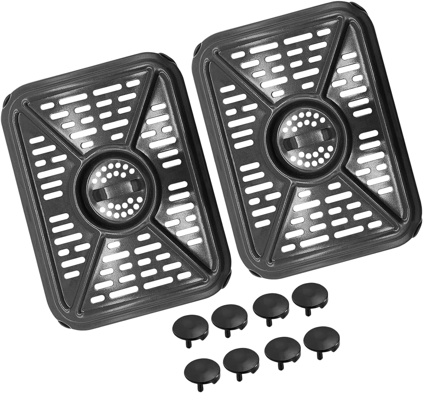 Air Fryers Crisper Plate Grill Tray Replacement Baking Tray with Rubber Bumpers for DZ401 DZ550 Home Appliance Part Air Fryers Crisper Plate Grill with Rubber Bumpers