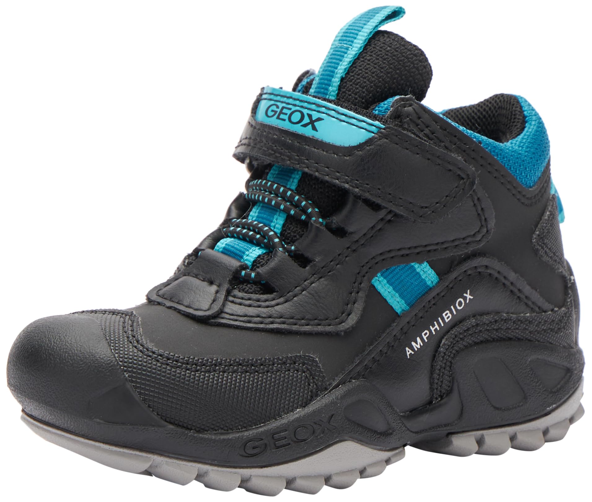 Geox J New Savage BOY B A Sneaker, Black Petrol, 2.5 UK