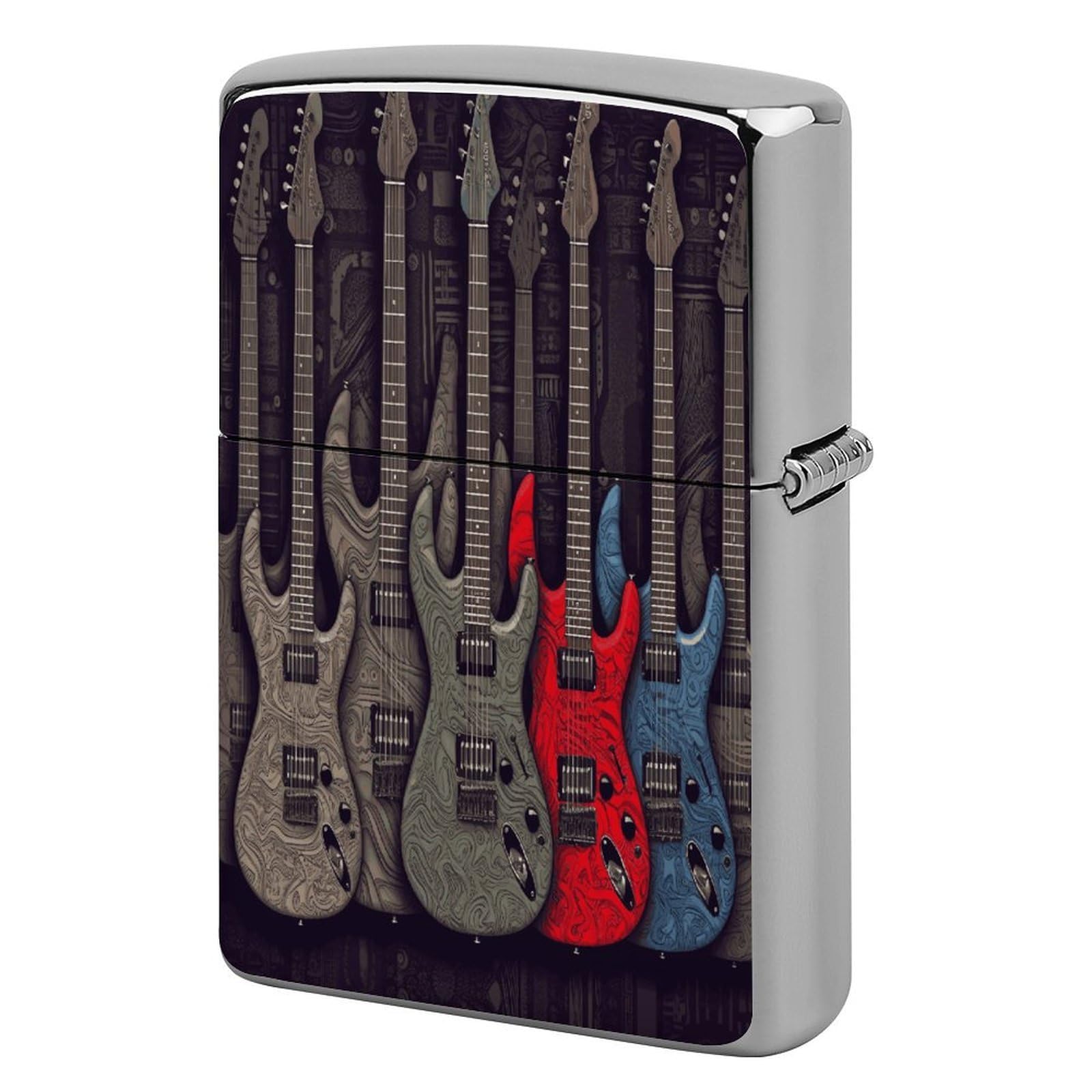 Btcowzrv Style Guitar Pattern Metal Lighter Case Sleeve Cover Holder