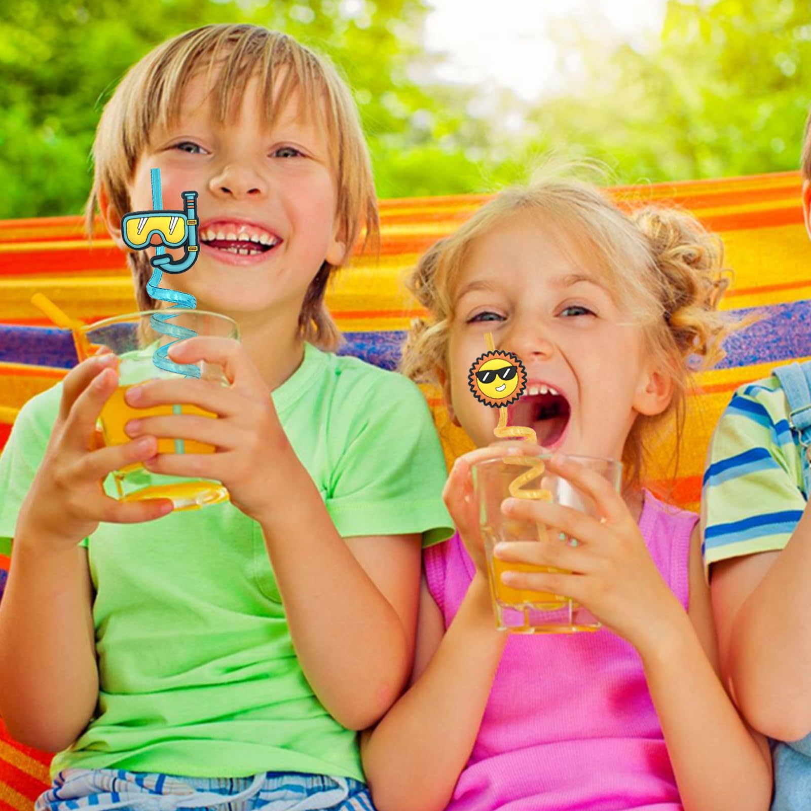 Portable Straw 24Pcs Drinking Straws, Pool Party Decorations