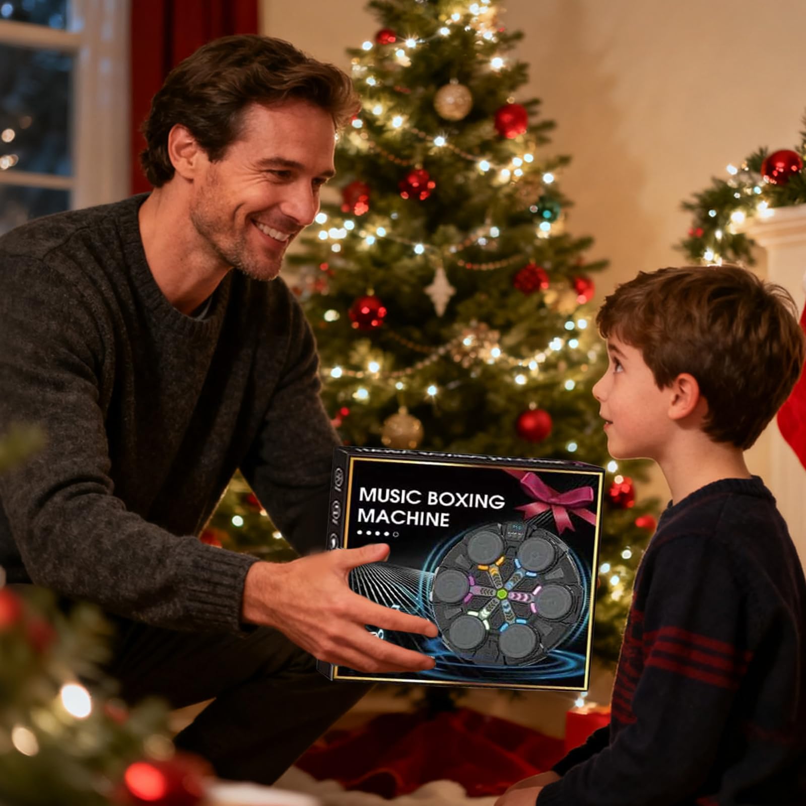 Macchina da boxe musicale, gioco intelligente da parete Bluetooth con guantoni da boxe, velocità e modalità di conteggio regolabili, attrezzatura da palestra per bambini, macchina da boxe per