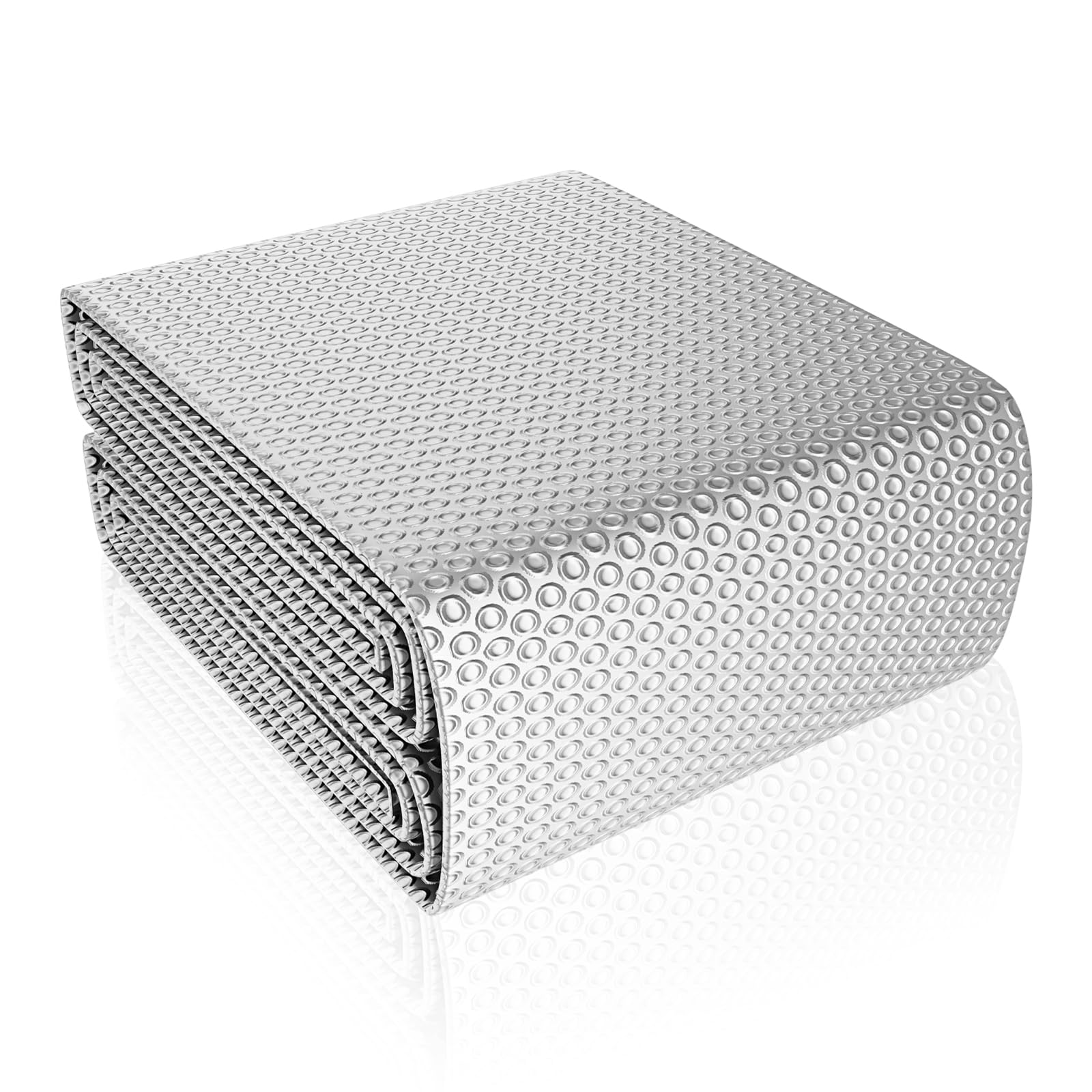 Aislante Térmico Reflexivo, Aluminio y Burbujas, Lámina Aislante Doble Cara de 3 mm con 12 tiras adhesivas, duradera para reflectores de calor de radiadores y protección contra el frío - 1m x 5 m
