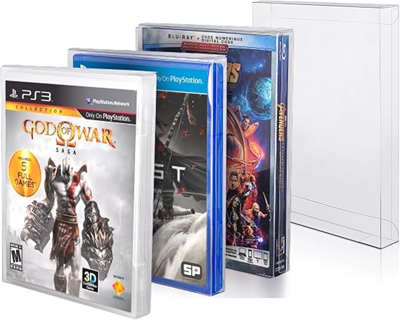EVORETRO Premium Video Game Box Protector Case compatible for PS4 games, XBOX1 games, PS3 games - Premium Console Game Storage Solution - PET Protector case