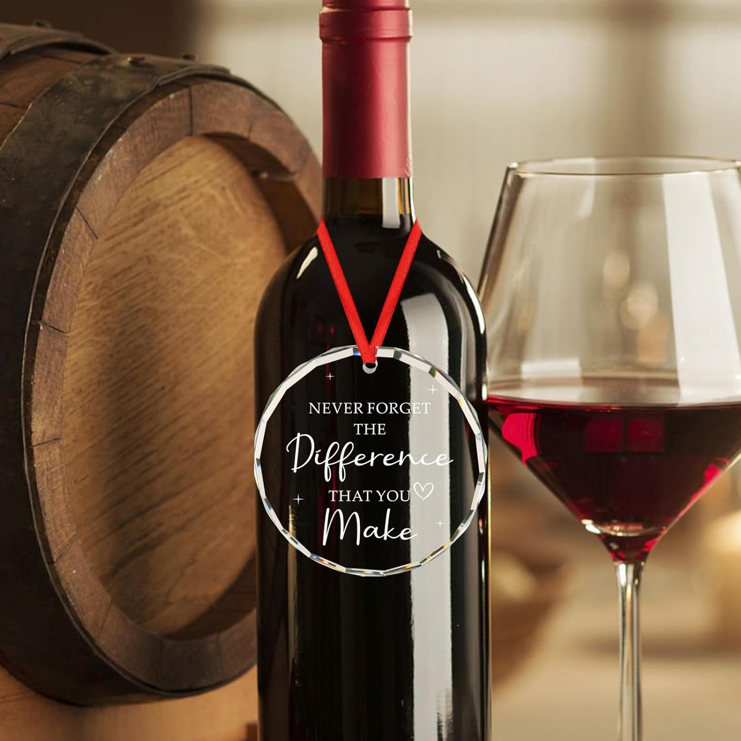 Never Forget The Difference That You Make Appreciation Thank You Gifts for Women Retirement Farewell Leaving Congratulations Gifts for Coworker Boss Teacher Nurse Christmas Glass Round Ornament - Image 4