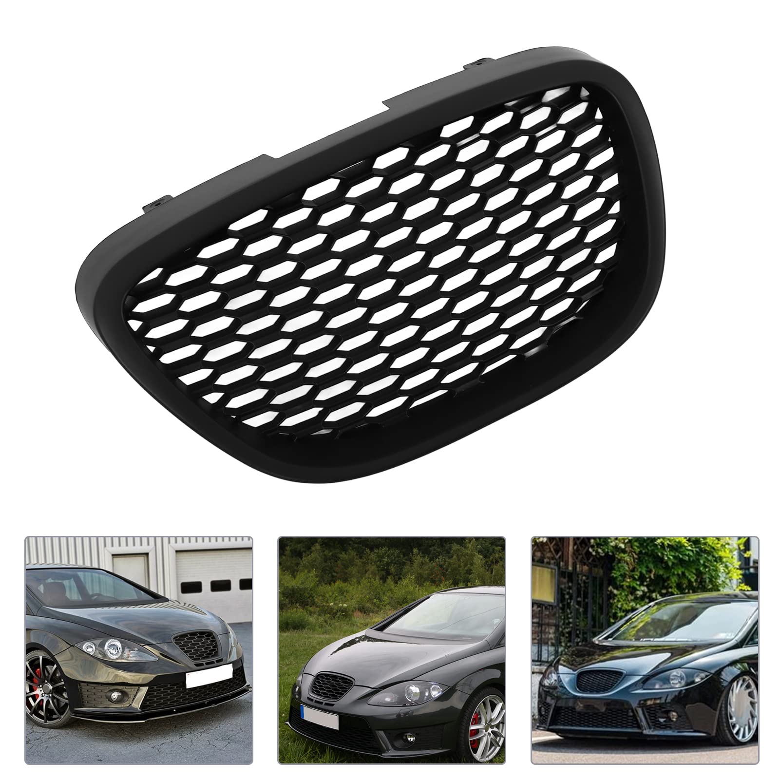 Rejilla frontal de panal, acabado en negro mate, referencia 1133007 - pieza de repuesto para Seat, Altea y Toledo; ABS de alta calidad con protección UV;