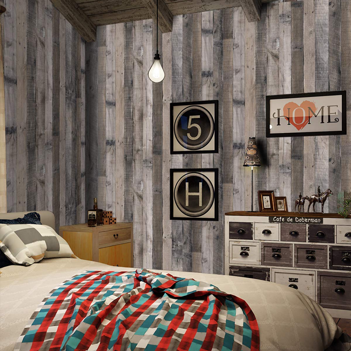 Livebor Gray Wood Peel and Stick Wallpaper Shiplap Wood Wallpaper 17