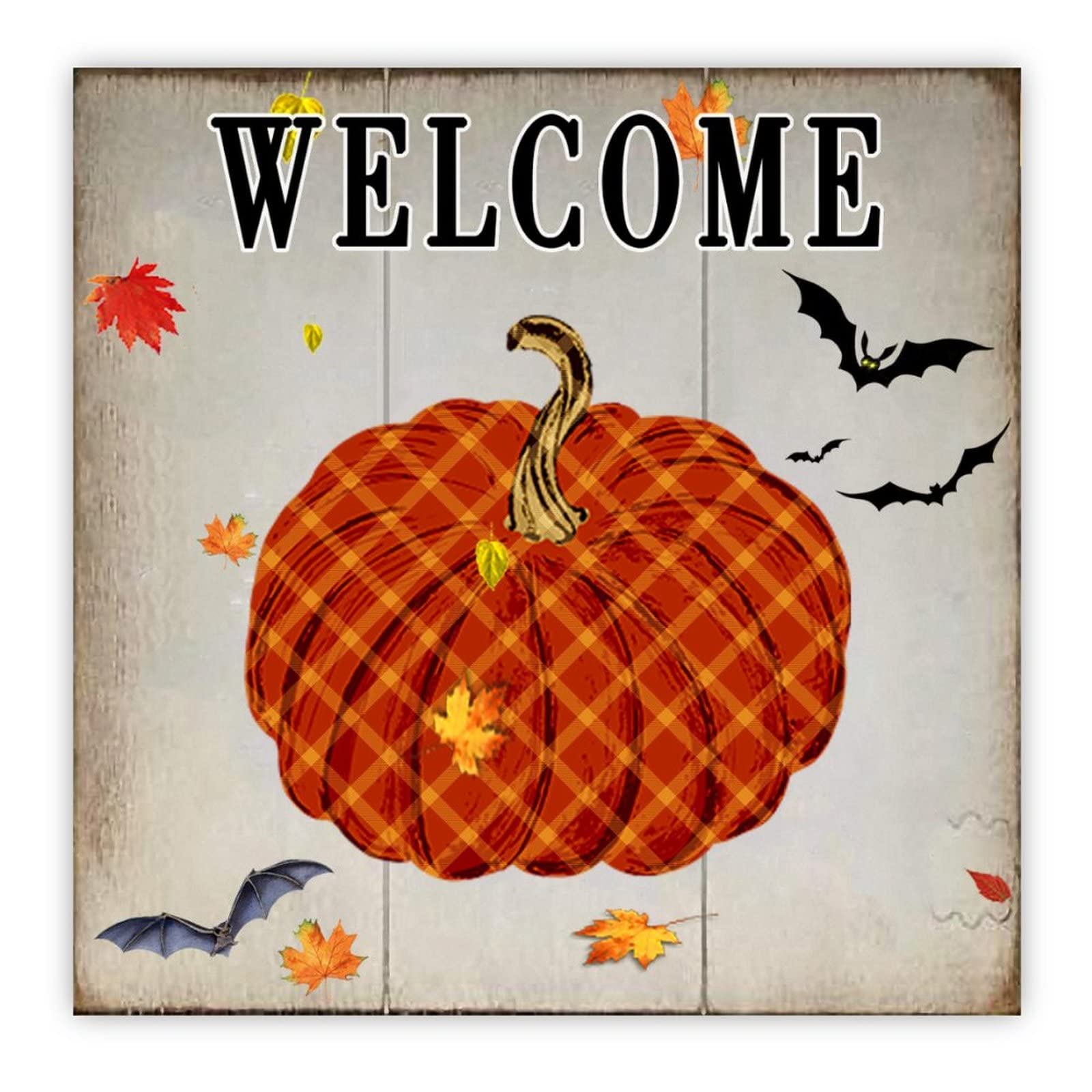 Panneau bois citrouille Halloween décoration élégante de 40,6 cm