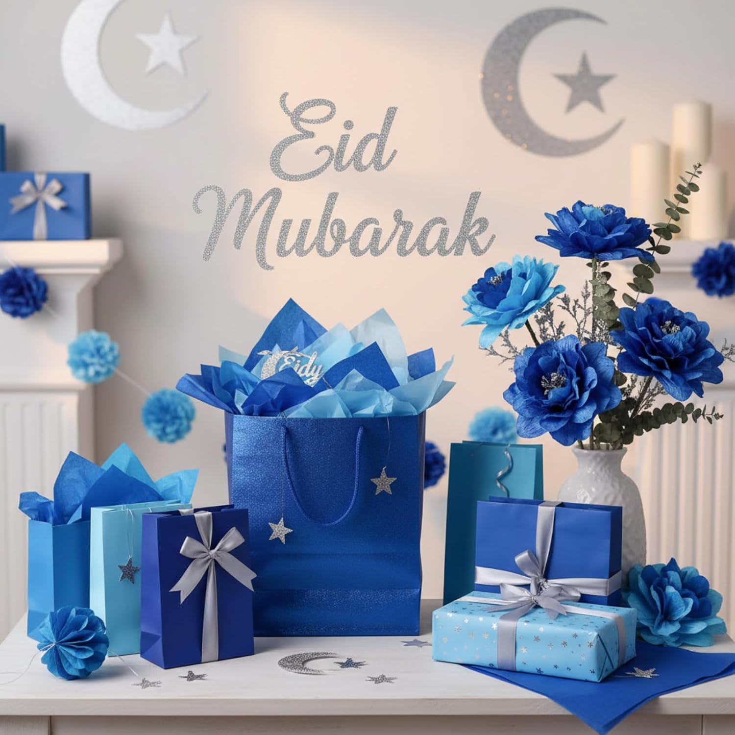 Qilery 500 Sheets Blue Series Tissue Paper Bulk for Gift Bags 15 x 20 Inch Acid Free Wrapping Paper for 2026 Graduation, Father's Day, Birthday, DIY Crafts, Wedding, Packaging, Bouquet, Summer Party