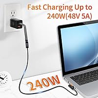 Vista 3 de APEXSUN Cable de extensión USB C (1.6 pies), cable coaxial corto USB-C macho a hembra compatible con Thunderbolt 4/3, USB4, PD240W, video 8K/4K