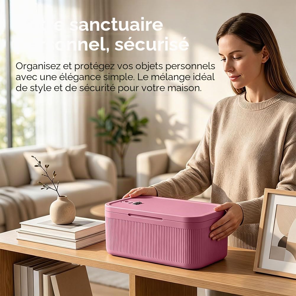 Mini coffre-fort verrouillable à 3 chiffres, petite boîte verrouillable avec serrure à combinaison pour caisse à argent, objets de valeur, médicaments, bijoux (rose)