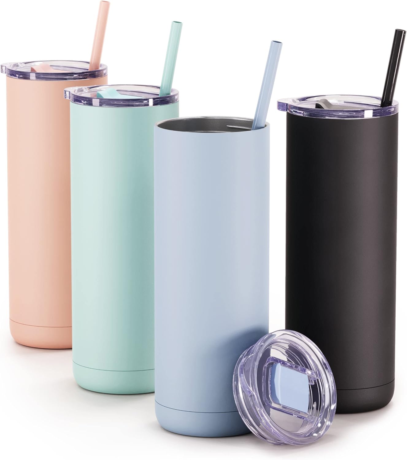 Maars Maker Skinny Steel Insulated Coffee Tumbler with Slide Lid | 20oz Spillproof Stainless Steel Mug for Travel, Double Wall Vacuum Sealed - Dusty Blue