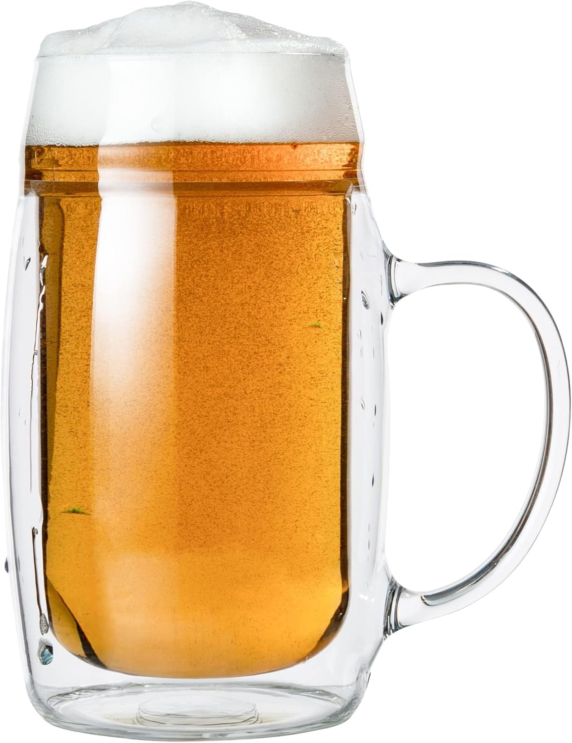 SIMAX Beer Mugs For Men, 17 Oz Double Walled Glass Beer Mug, Set of 2 Freezable Beer Glasses, Beer Mugs & Steins, Beer Mugs with Handles, Insulated Beer Glasses for Men, Frozen Beer Mugs for Freezer