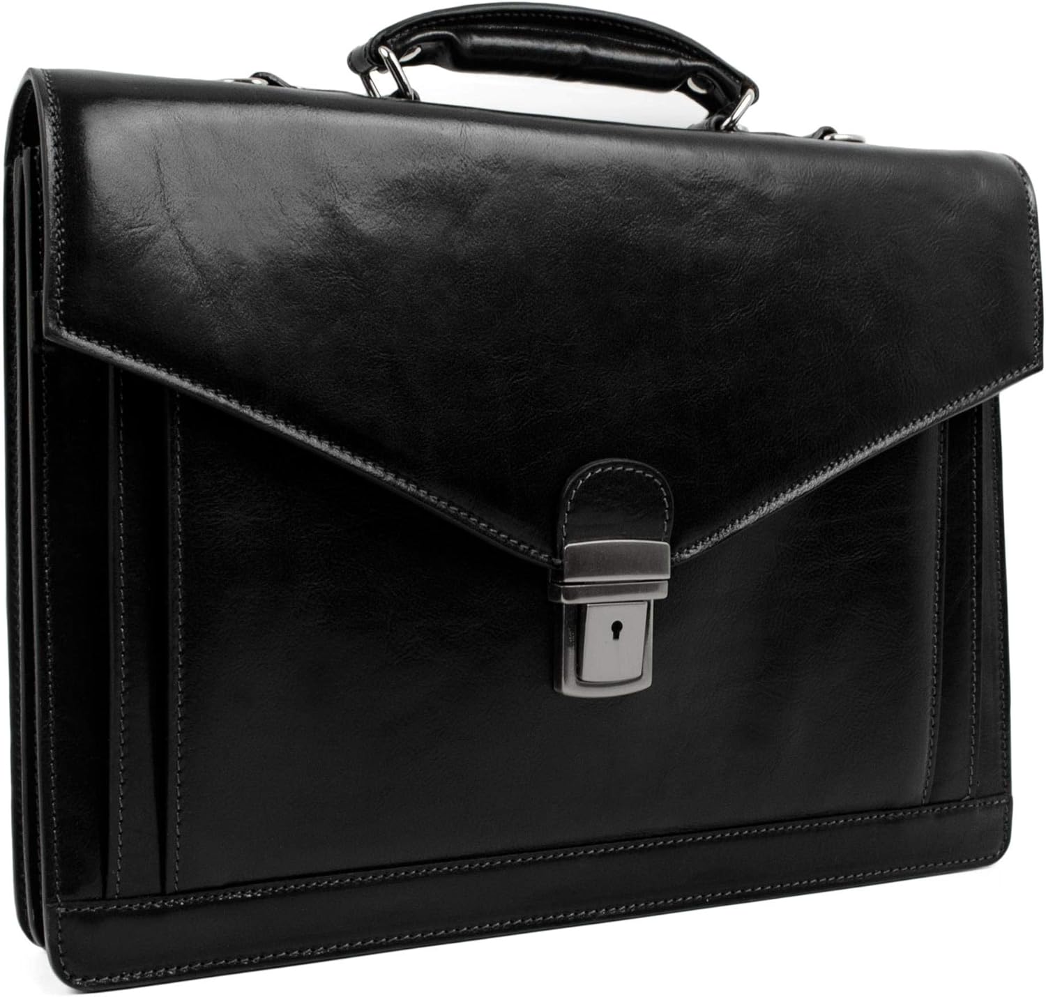 Time Resistance Leather Briefcase for Men - Business Laptop Bag - Italian Handmade Leather Bag - Attache - Gift Box Included - Image 4