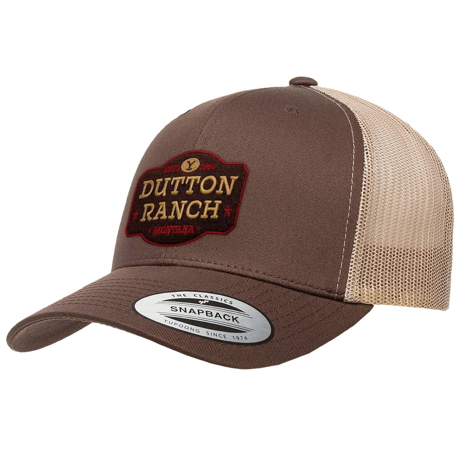 Yellowstone Officially Licensed Dutton Ranch Premium Trucker Cap (Brown-Khaki)