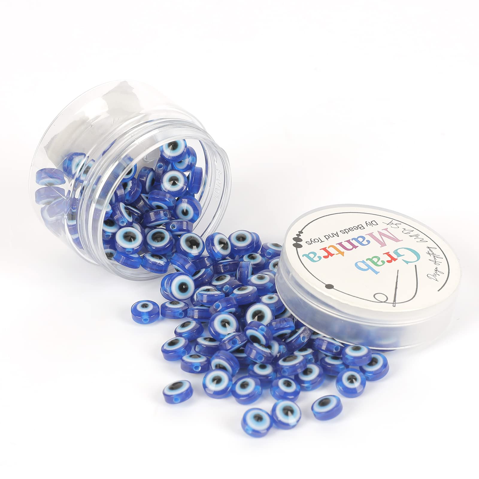 Resin Evil Eyes Beads Round Flatback Evil Eyes Cabochon Embellishments For Diy Craft Jewelry Making Supplies Clay Findings 6Mm(EvilEye Jar)