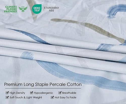 Miniatura 5 de SLEEPBELLA Funda de edredón geométrica moderna, tamaño Queen, diseño de líneas geométricas abstractas amarillas y azules, para decoración de