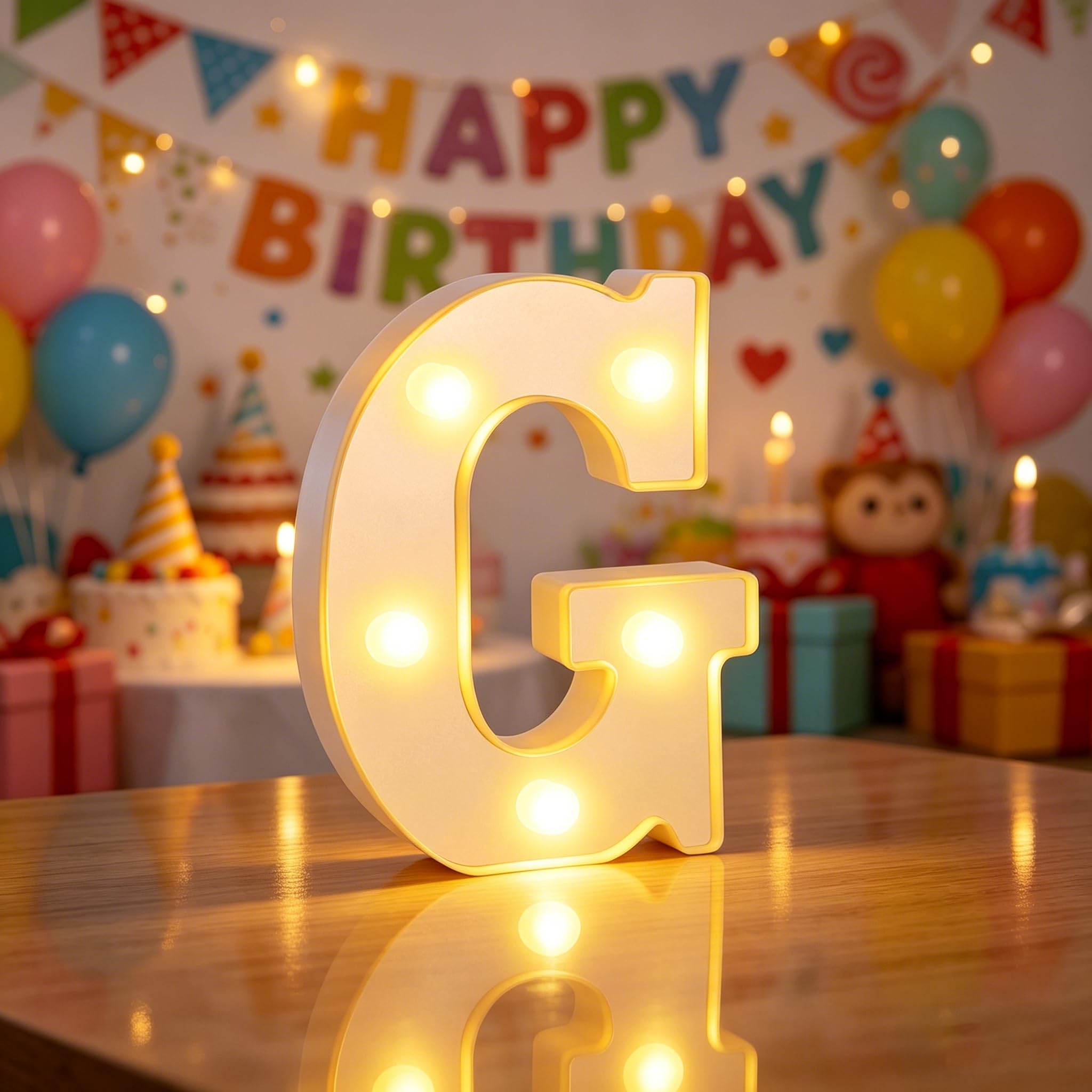 Light up Letters G, 6.3in LED Marquee Letter Lights for Girls Bedroom Accessories, Alphabet Sign Gifts for Girl Women, G Birthday Lights for Valentine Party Birthday Decorations (G)