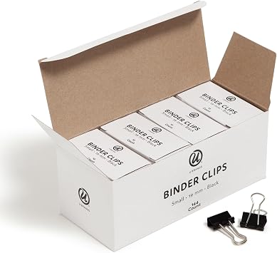 U Brands Binder Clips, 144-Count, 3/4 Inch Mini Metal Clamps for Home, School, and Business, Black with Silver Steel Arms