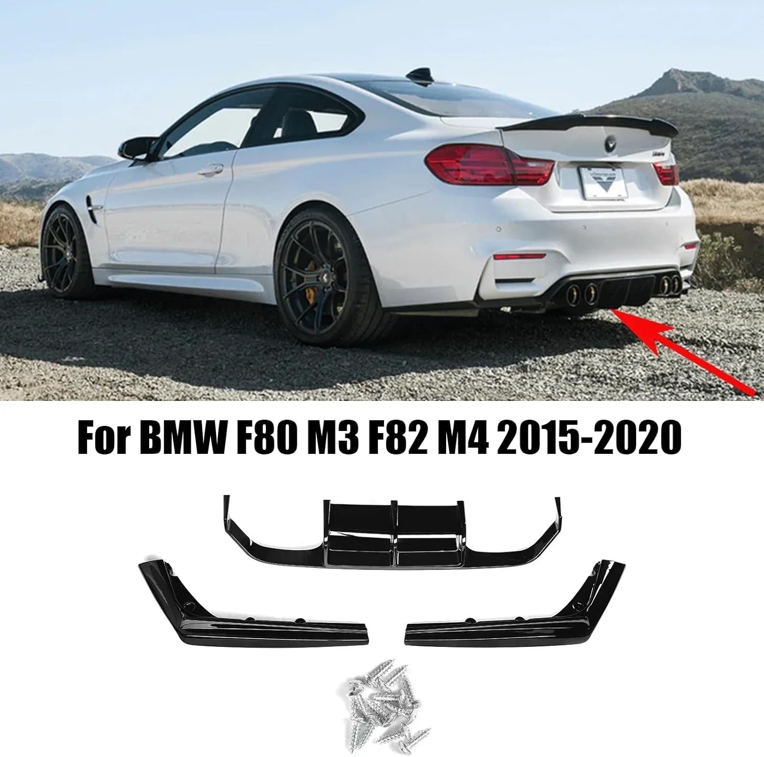 BMW F80 M3 F82 F83 M4 2015-2020 車用リアディフューザー バンパー コーナースポイラー スプリッター