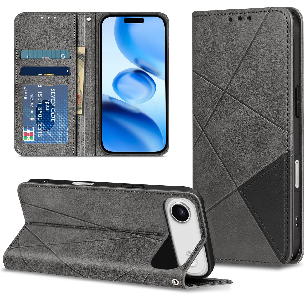 SIGAILOI 対応 iPhone 17Air 用の ケース 手帳型 財布型 カード収納 アイホン 17エア 専用case 横開き カバー スマート あいほん17Air用ケース スマホカバー PUレザー カードホルダー スタンド機能 皮革 フォンケース スタンド 保護カバー 携帯 マグネット付き(グレー)