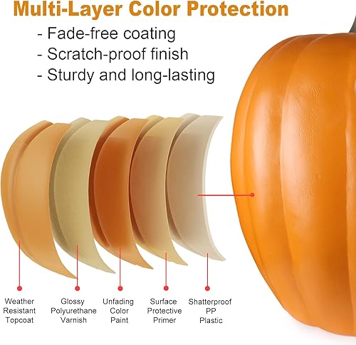 Miniatura 2 de Linterna de calabaza de Halloween de 21 pulgadas con bombillas LED preiluminadas, decoraciones de calabaza de Halloween para interiores y