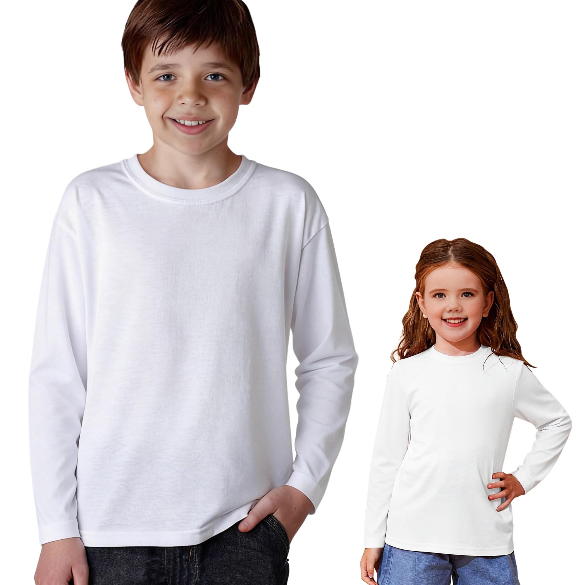 Camiseta Manga Larga Infantil 100% Algodón, 1 Unidad, Unisex, Cuello Redondo, Suave y Transpirable, Diseño Básico y Cómodo, Ideal para Uso Diario, Tallas 3-12 Años, Colores Variados