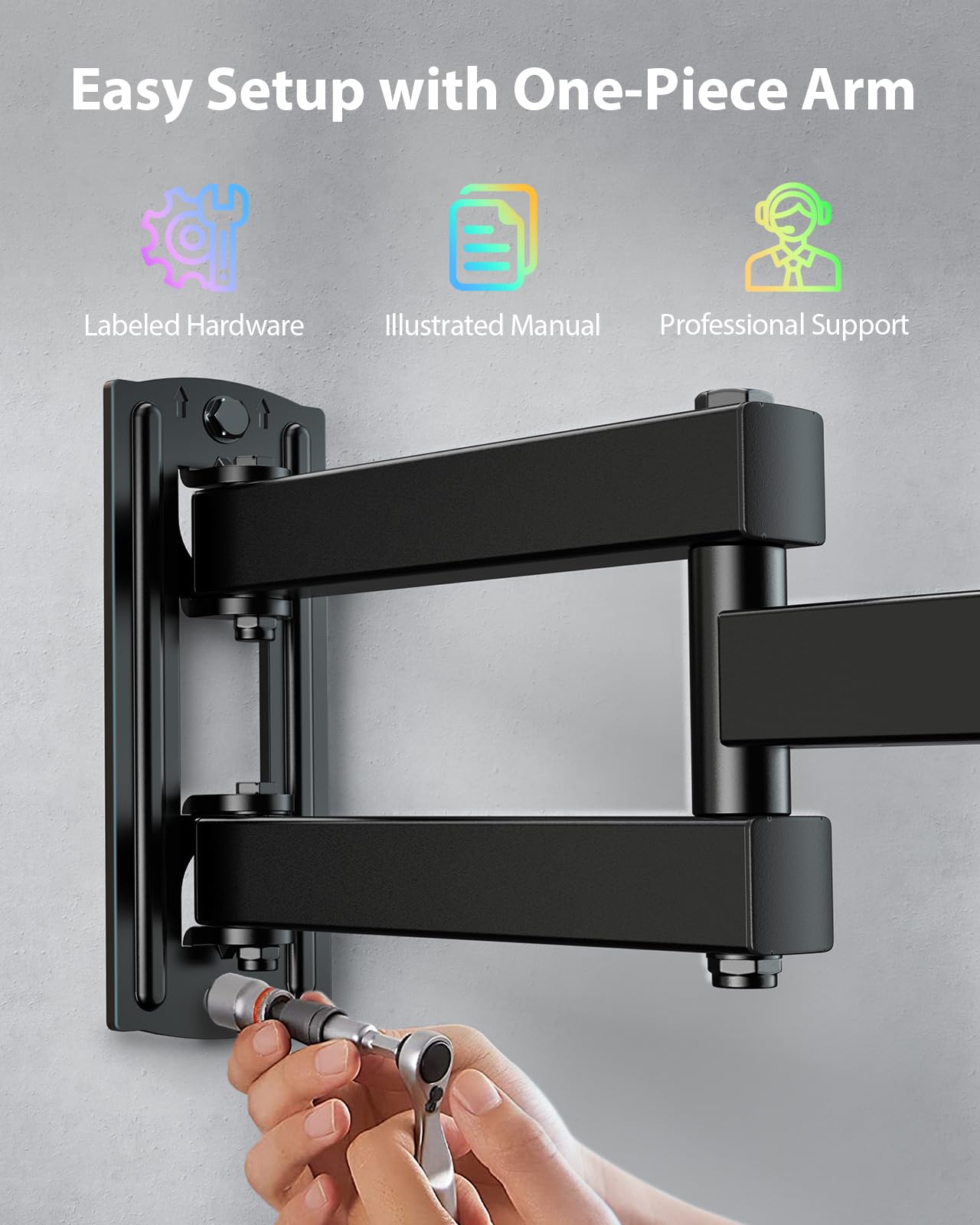 PERLESMITH Soporte TV Pared Articulado Inclinable Y Giratorio PSMFK4 & PSTVM81B-SF-EU