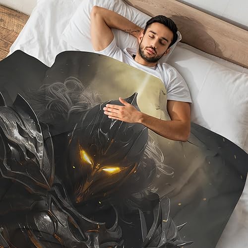 Vista 11 de Huke Manta de regalo de oso, manta de oso rayo de fuego negro y dorado, regalos de oso para adultos/niños/estudiantes, manta con estampado