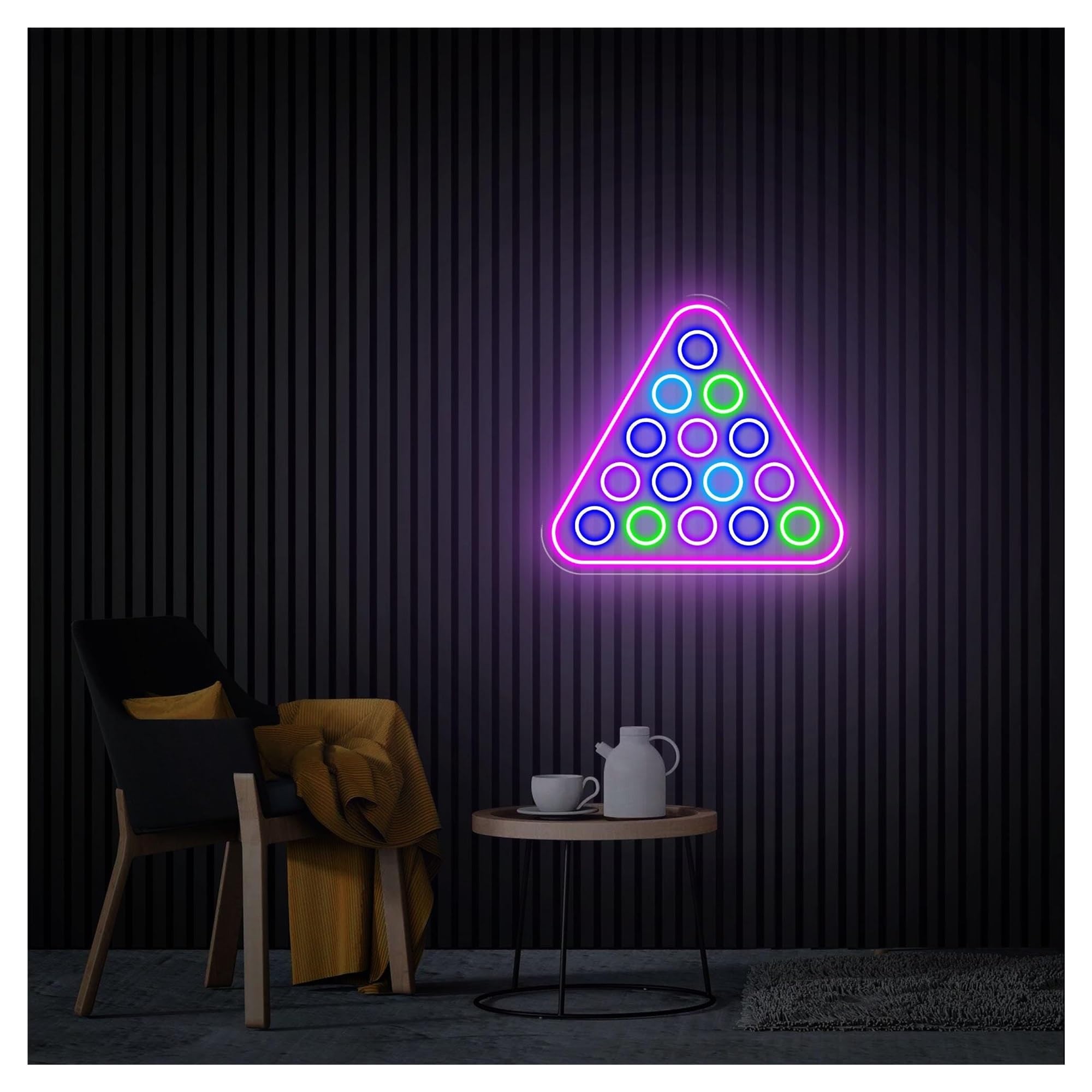 RONGCH Hanging Art Signs Billiards Neon Sign,Suitable for Pool Hall Shop Home Wall Decor with Dimmable 37cmx41cm(F)