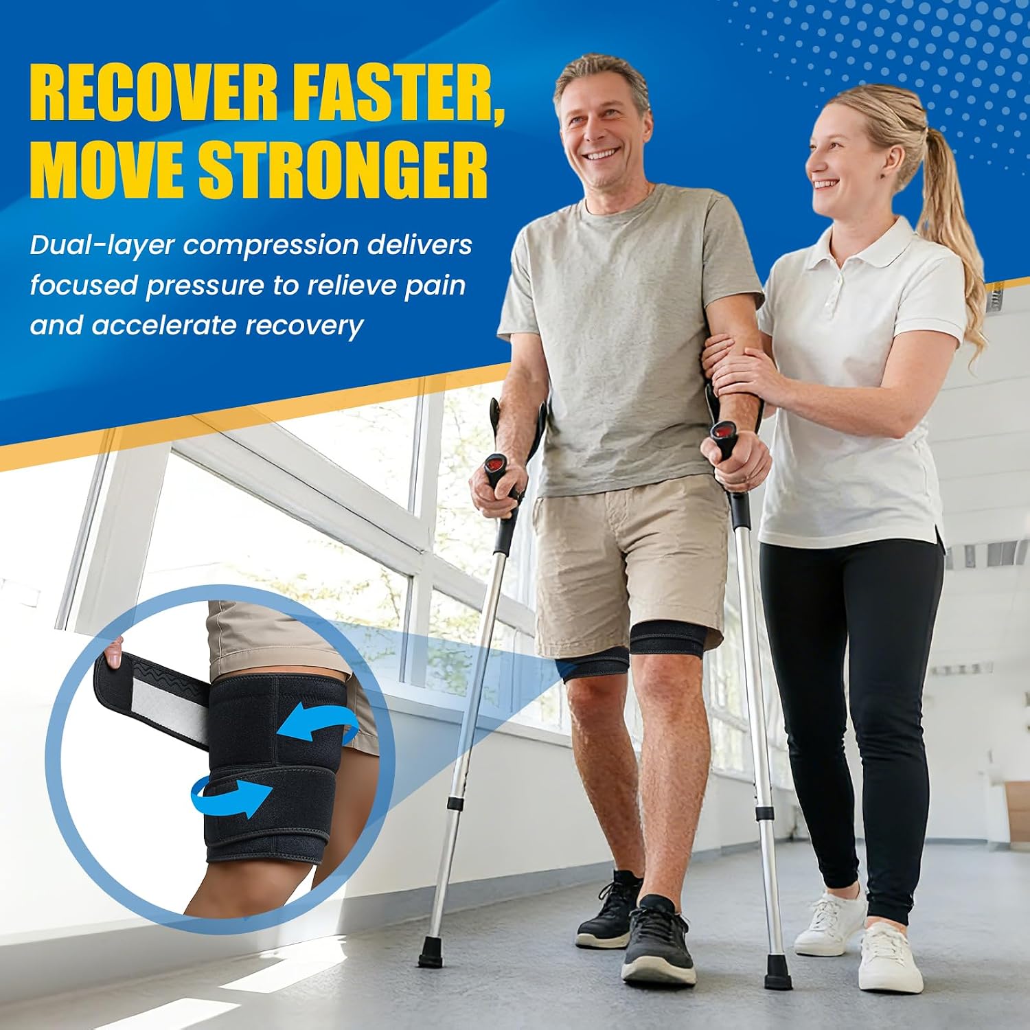 Thigh Compression Sleeve - Adjustable Hamstring Compression Sleeve for Men & Women, Anti-Slip Thigh Brace For Pulled Groin Muscle, Quad & Hamstring Support, Sports Recovery & Workout (L/XL)