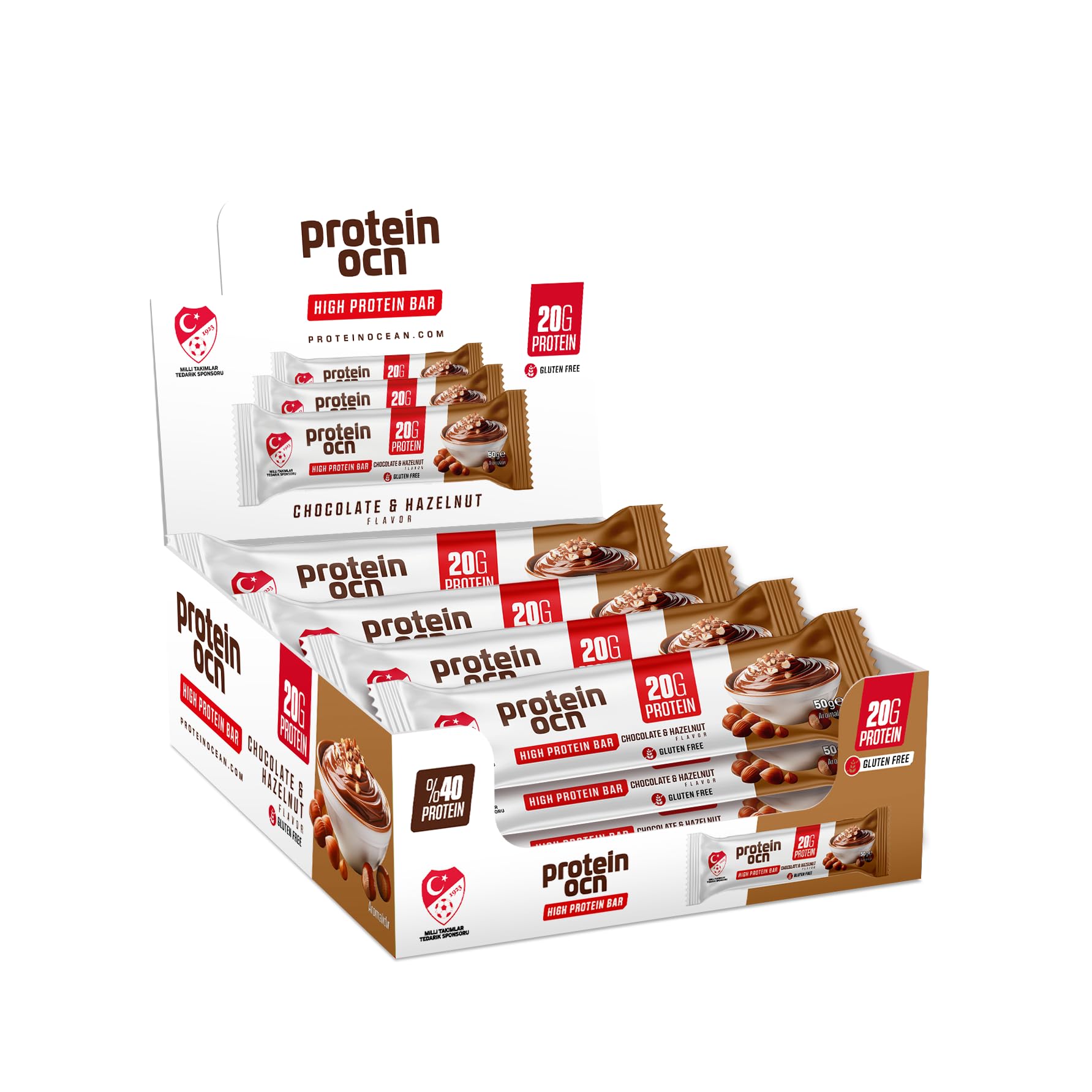 Proteinocean Protein Bar Chocolate-Hazelnut Aromalı- 50 gr x 12 adet