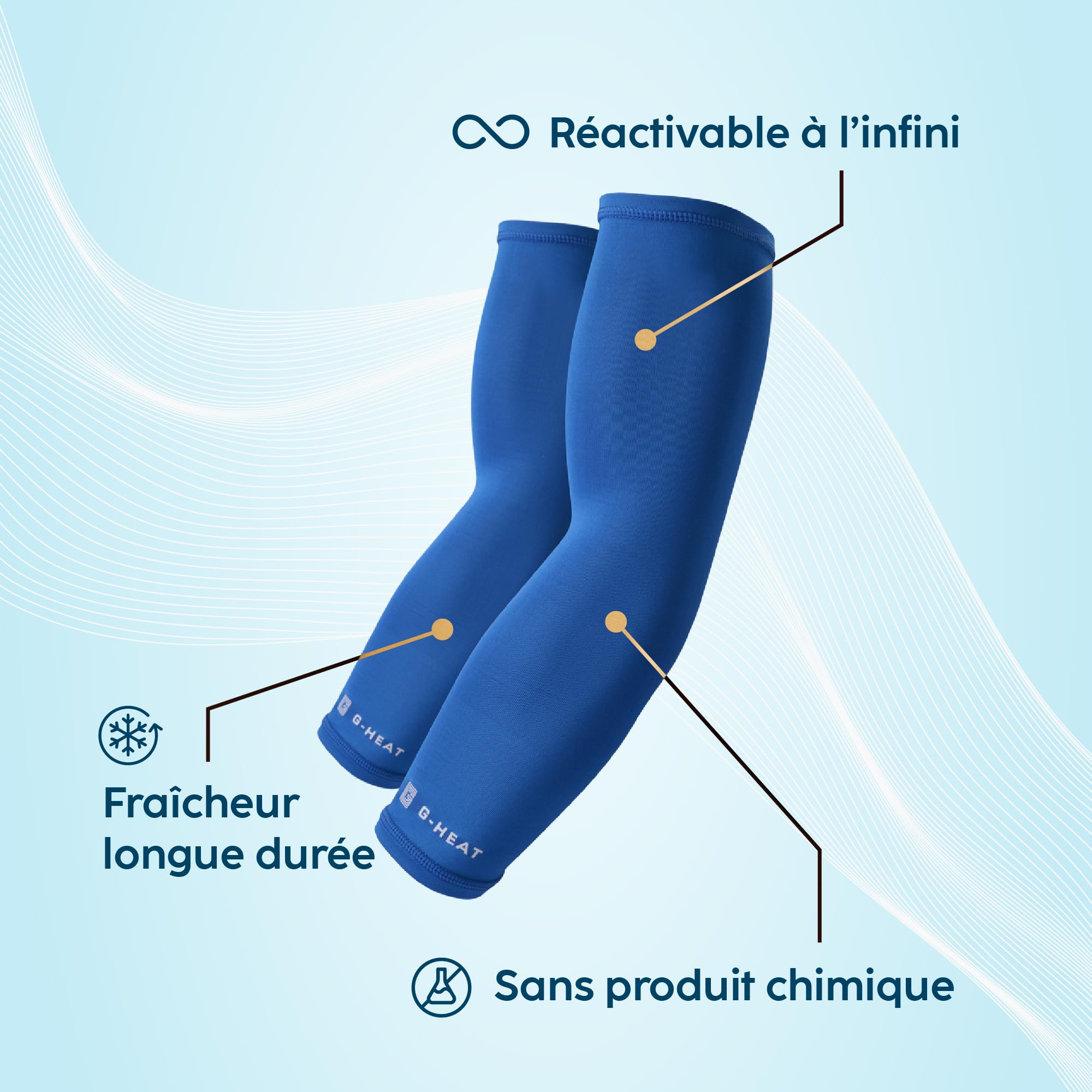 G-HEAT - Manchettes Rafraîchissantes Anti-UV UPF50+ | Manchons de Compression | Protection Solaire | Couverture Tatouage |Idéal pour Sports d'Été, Cyclisme, Running, Golf, Randonnée