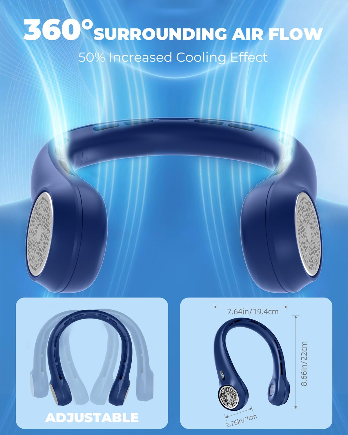 Neck Fan, Neck Fans Portable Rechargeable, Upgrade 360° Cooling