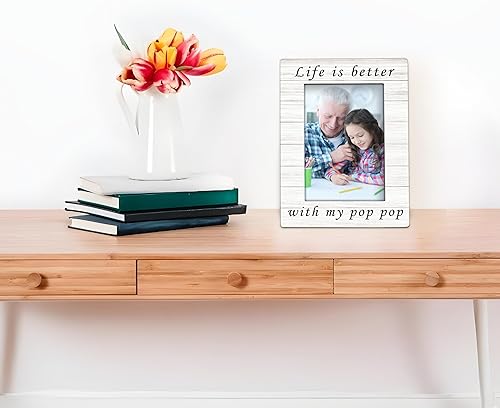 Miniatura 5 de Marco de fotos Pop Pop Gifts de 4 x 6 pulgadas, marco de fotos de madera PopPopPop, regalos de cumpleaños para el abuelo, Life is Better with My