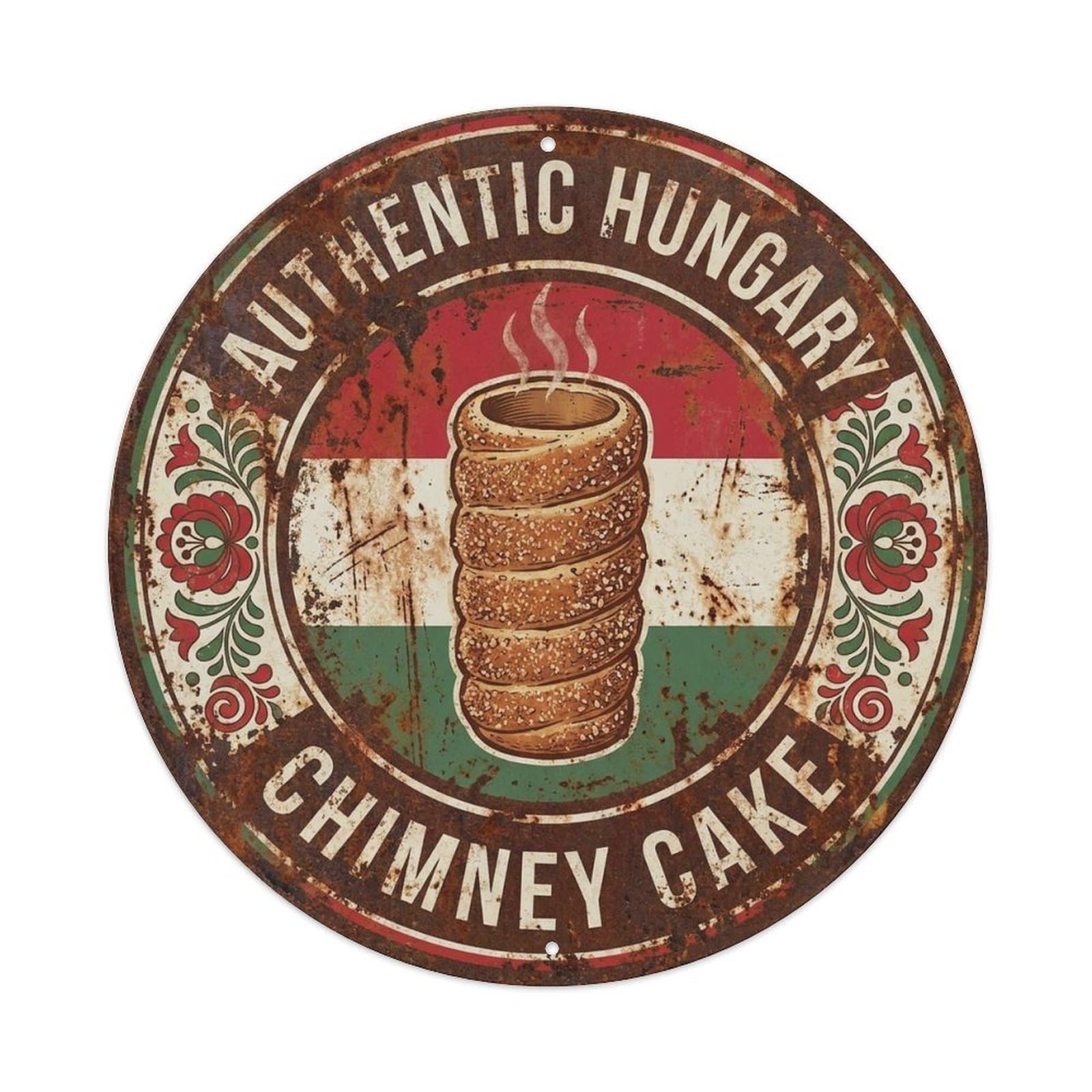 Hungary Travel Chimney Cake Hungarian Dessert Cuisine Metal Tin Sign