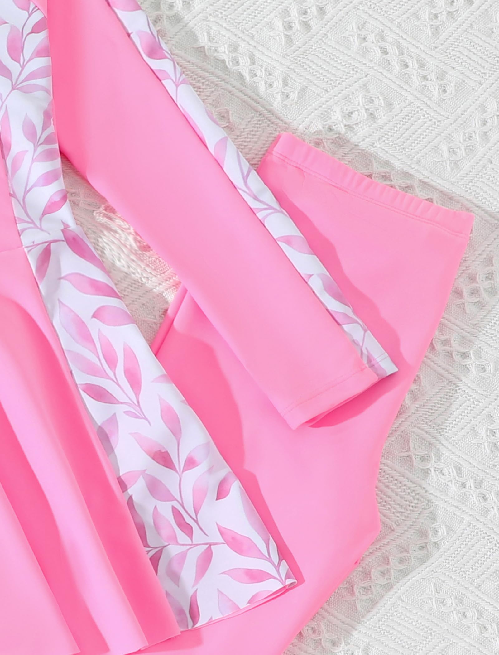 Costume da bagno modesto per ragazze, 2 pezzi, a maniche lunghe, con cerniera frontale, top e leggings per spiaggia, vacanze, piscina, surf, età 8-12 anni