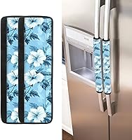 Vista 45 de Juego de 2 fundas para manija de puerta de refrigerador con estampado de copos de nieve de aguacate, protector de manija de puerta de cocina lavable