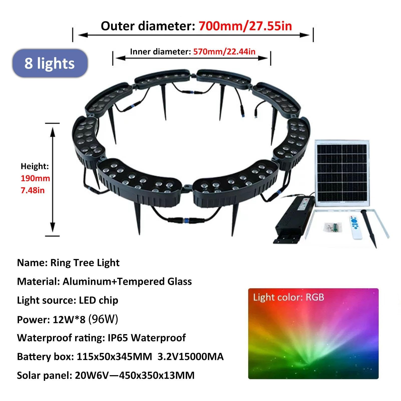 Anello Luminoso Per Albero A LED RGB Solare, Luce Esterna Con Telecomando