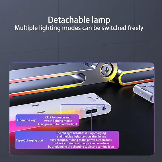 Tablet Stand Holder with Adjustable LED Light for Desk, Multi-Angle Adjustable Foldable Design Phone Long-Arm Mount Compatible with 4-12.9 Devices, Aluminum Alloy,Gray