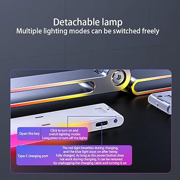 Tablet Stand Holder with Adjustable LED Light for Desk, Multi-Angle Adjustable Foldable Design Phone Long-Arm Mount Compatible with 4-12.9 Devices, Aluminum Alloy,Gray